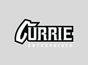 Currie Enterprises logo, with the bold, stylized word CURRIE above ENTERPRISES, displayed on the contact page.