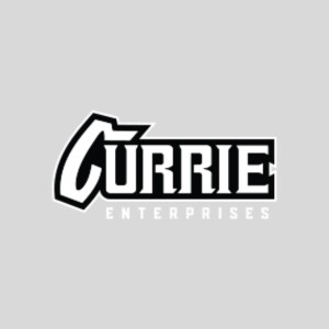 Currie Enterprises logo, with the bold, stylized word CURRIE above ENTERPRISES, displayed on the contact page.