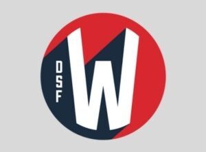 Logo featuring a white letter W inside a circle split between dark blue and red, with the letters DSF stacked vertically along the left side, serving as a point of contact.