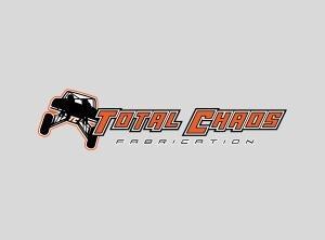 Logo for Total Chaos Fabrication, featuring an orange and black off-road vehicle silhouette next to the company name.