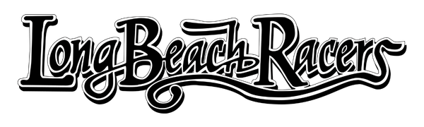 Logo with the stylized text Long Beach Racers in a black, cursive font.